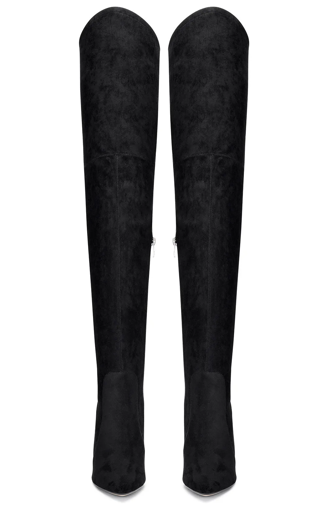 CASTAMERE Womens High Heels Over The Knee Boots Sexy Pointy Toe Chunky Block 10CM Heel Boot with Zipper