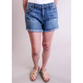 Cello Mid Rise Denim Short with Frayed Hem