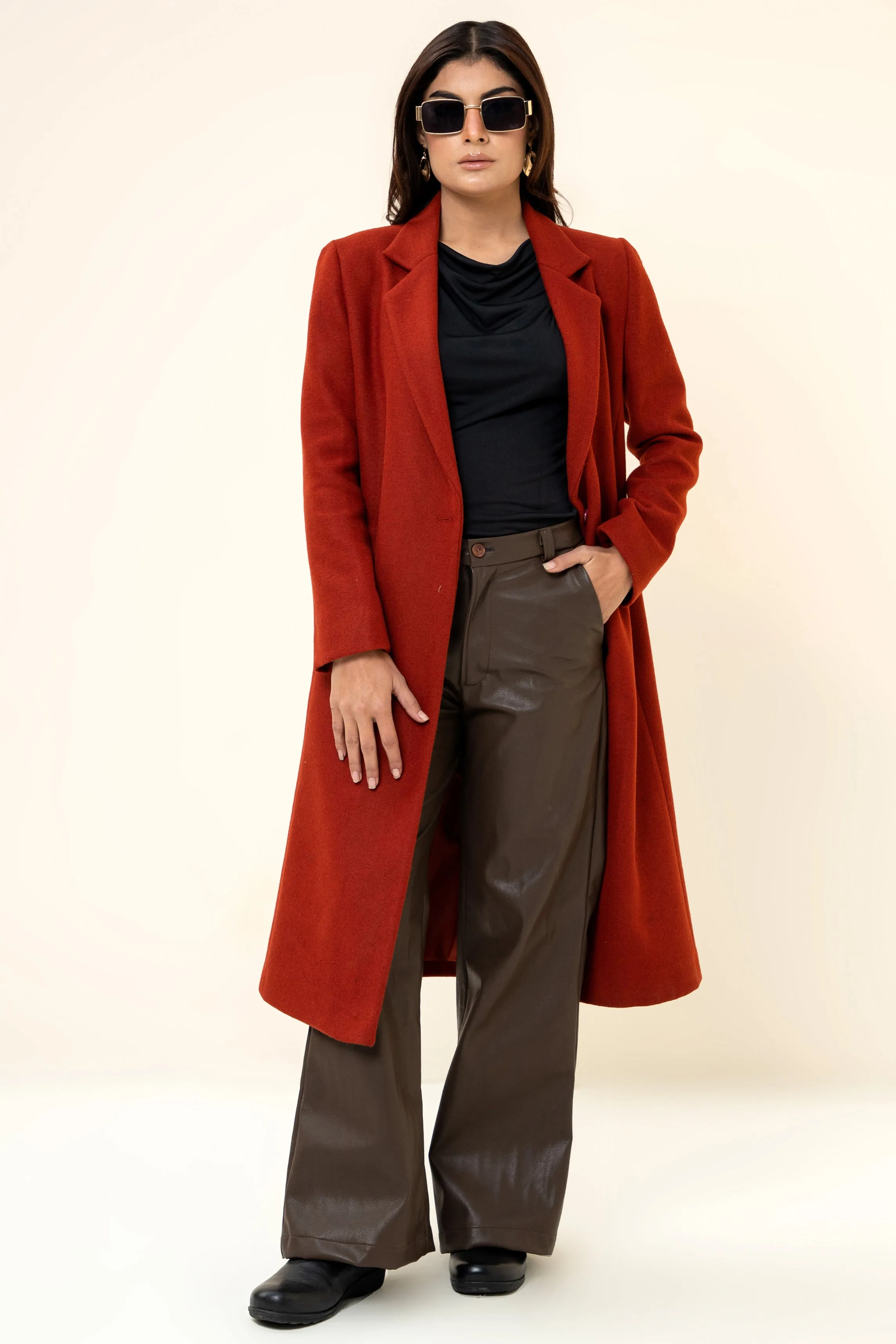 Chloe long coat Rust Red