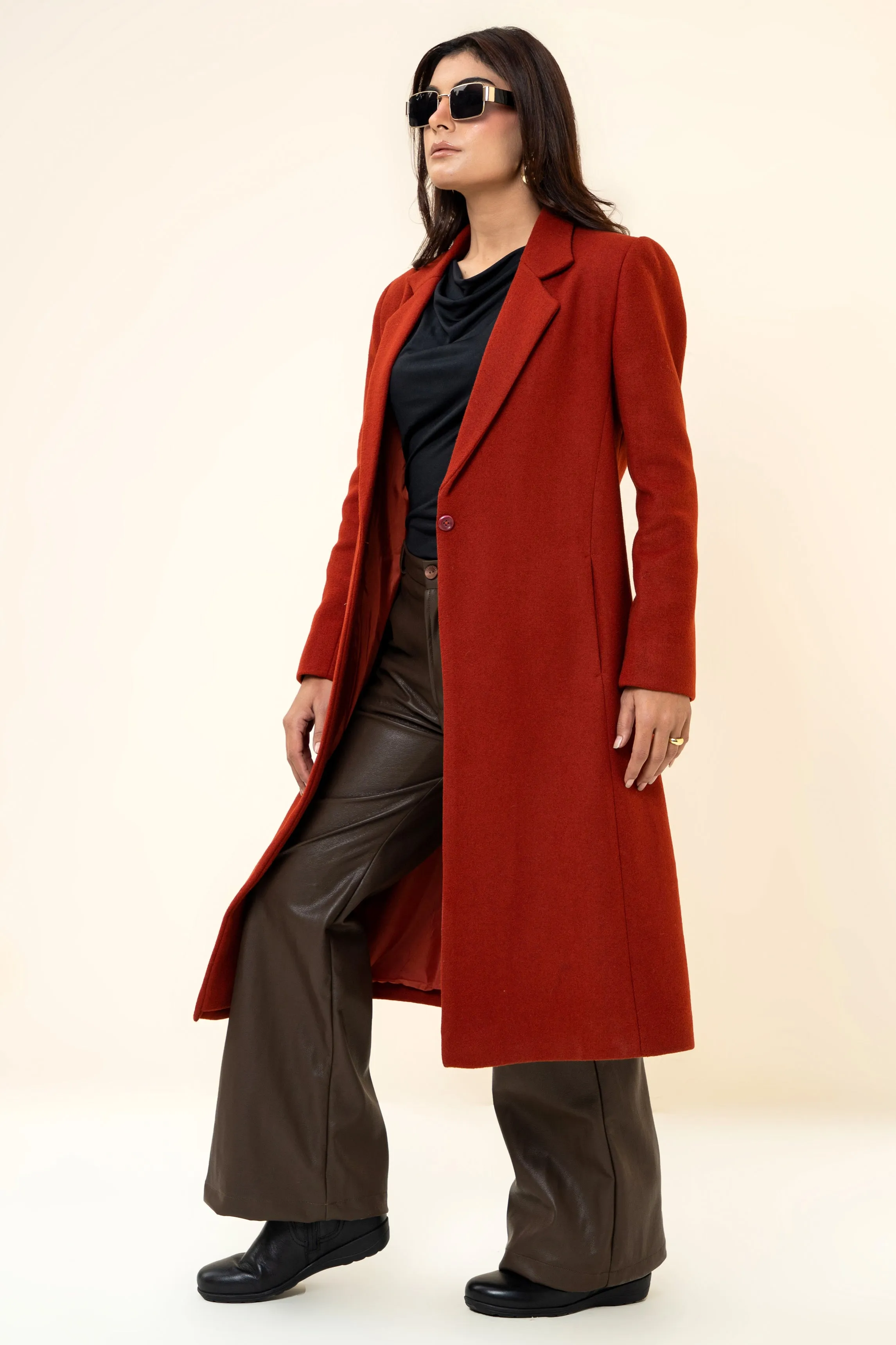Chloe long coat Rust Red