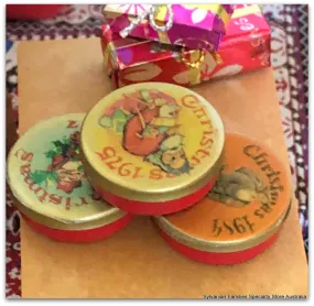 Christmas biscuit tins x 3 - miniature
