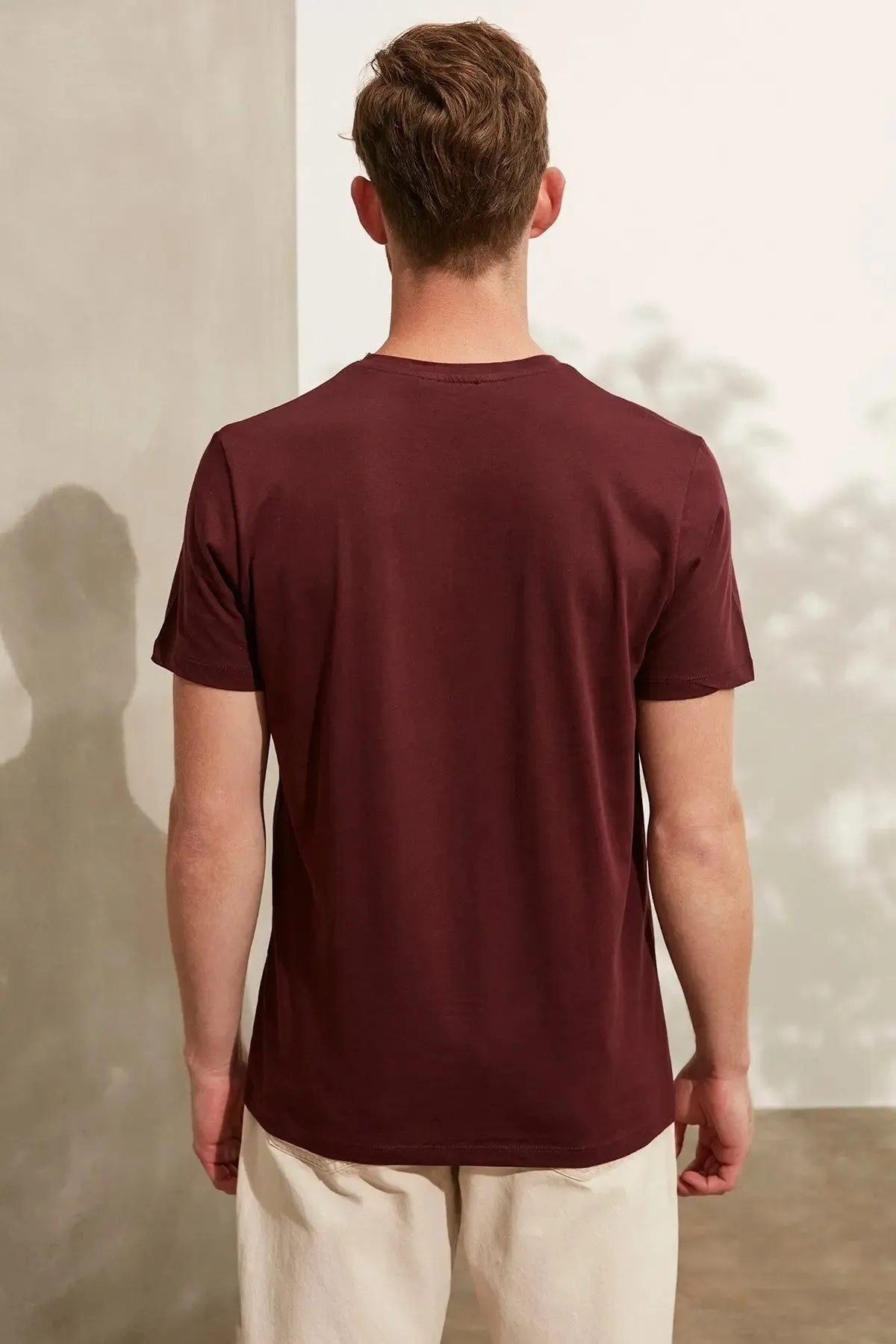 Claret Red Round Neck Men's T-Shirt