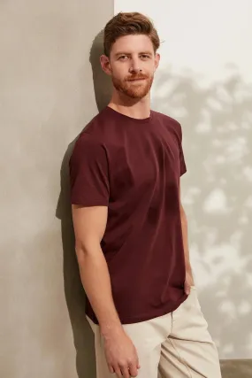 Claret Red Round Neck Men's T-Shirt