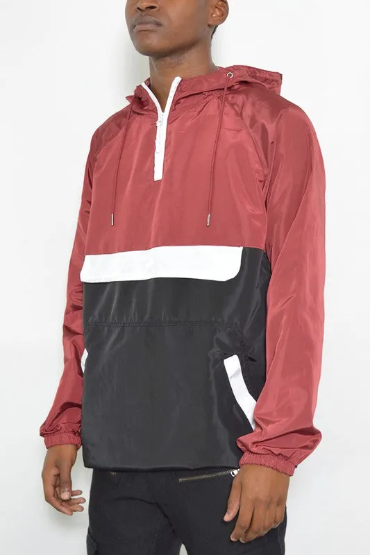 Color Block Striped  Pullover Windbreaker