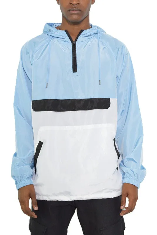 Color Block Striped  Pullover Windbreaker