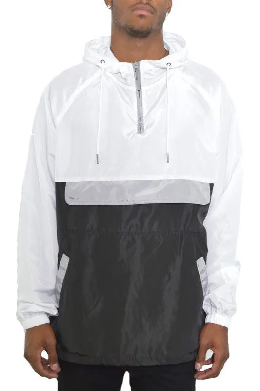 Color Block Striped  Pullover Windbreaker