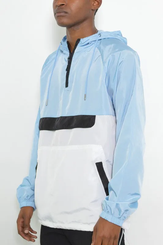 Color Block Striped  Pullover Windbreaker