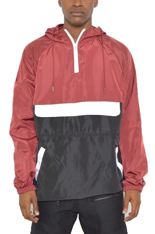 Color Block Striped  Pullover Windbreaker