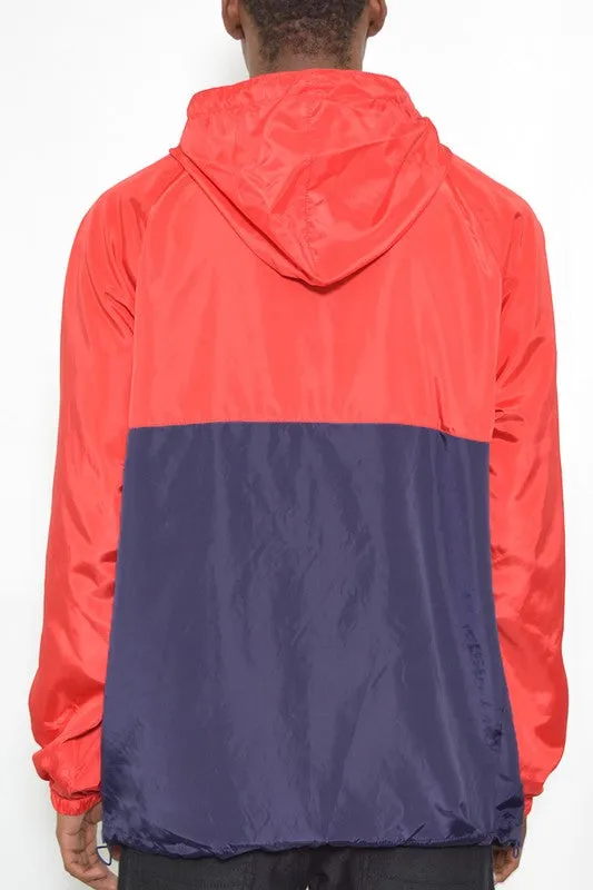 Color Block Striped  Pullover Windbreaker