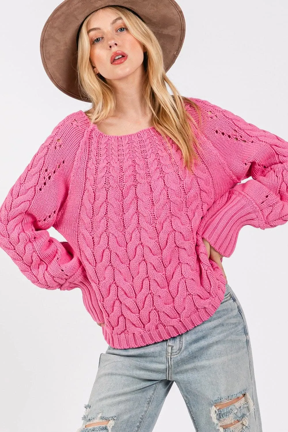 Cozy oversized cable-knit sweater