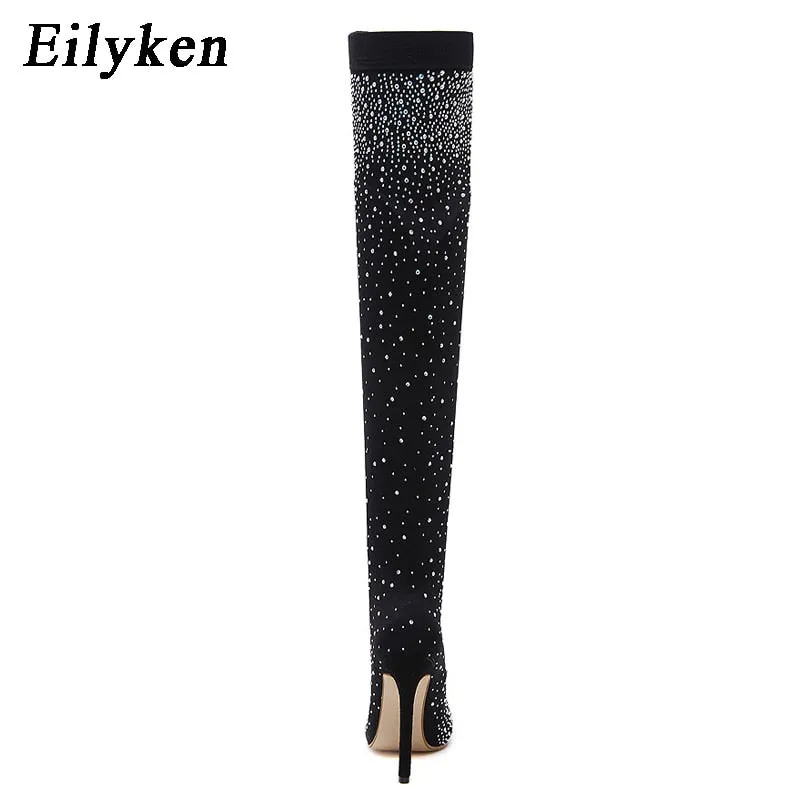 Crystal Stretch Fabric Sock Boots