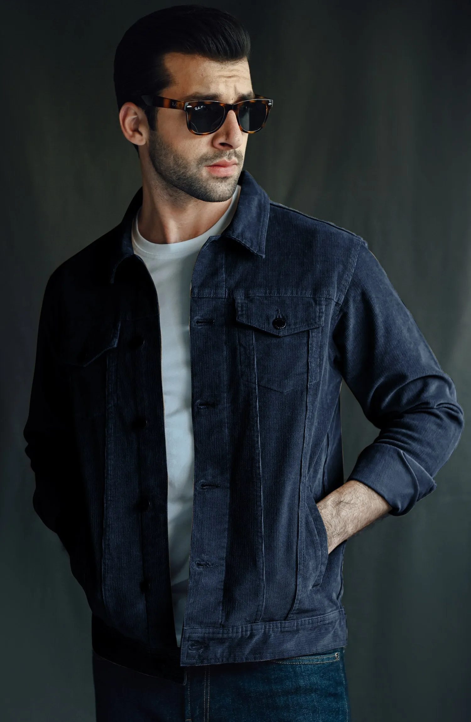 Dark Blue Corduroy Jacket