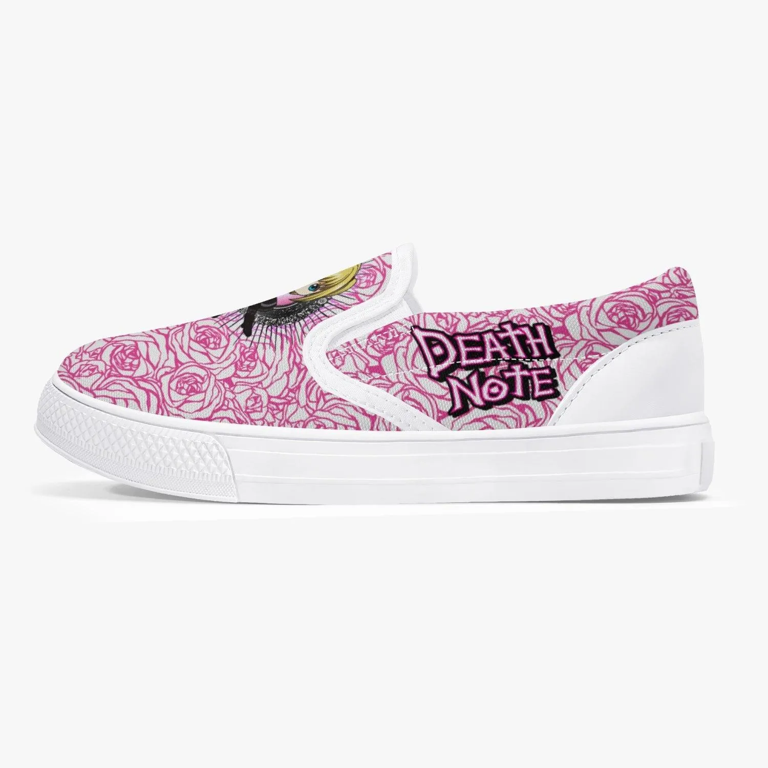 Death Note Misa Pink Roses Kids Slip Ons Anime Shoes
