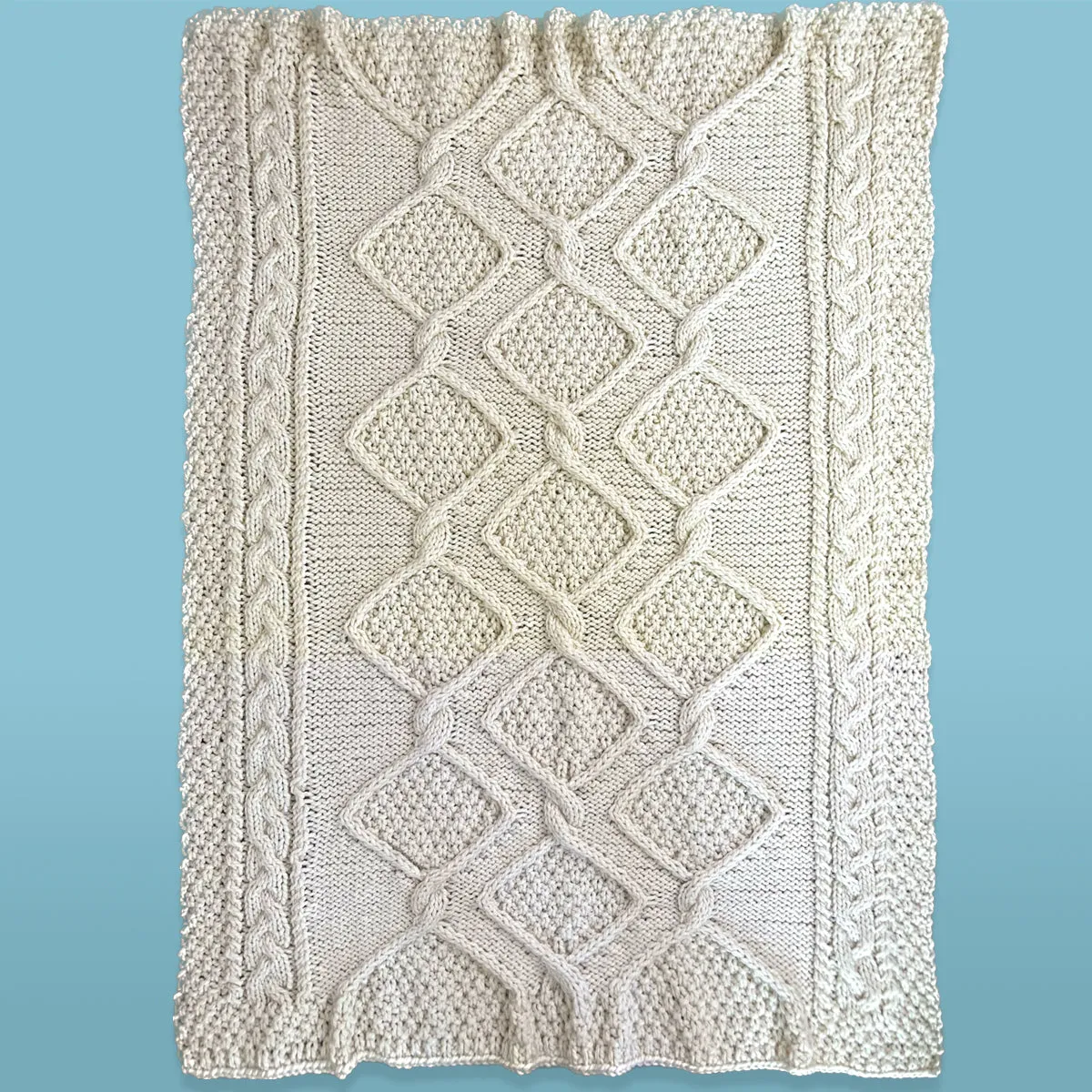 Diamond Heights Cable Blanket: Knitting Pattern (PDF Download)