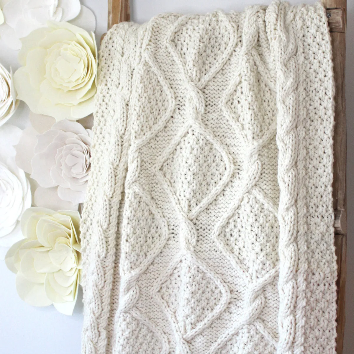 Diamond Heights Cable Blanket: Knitting Pattern (PDF Download)