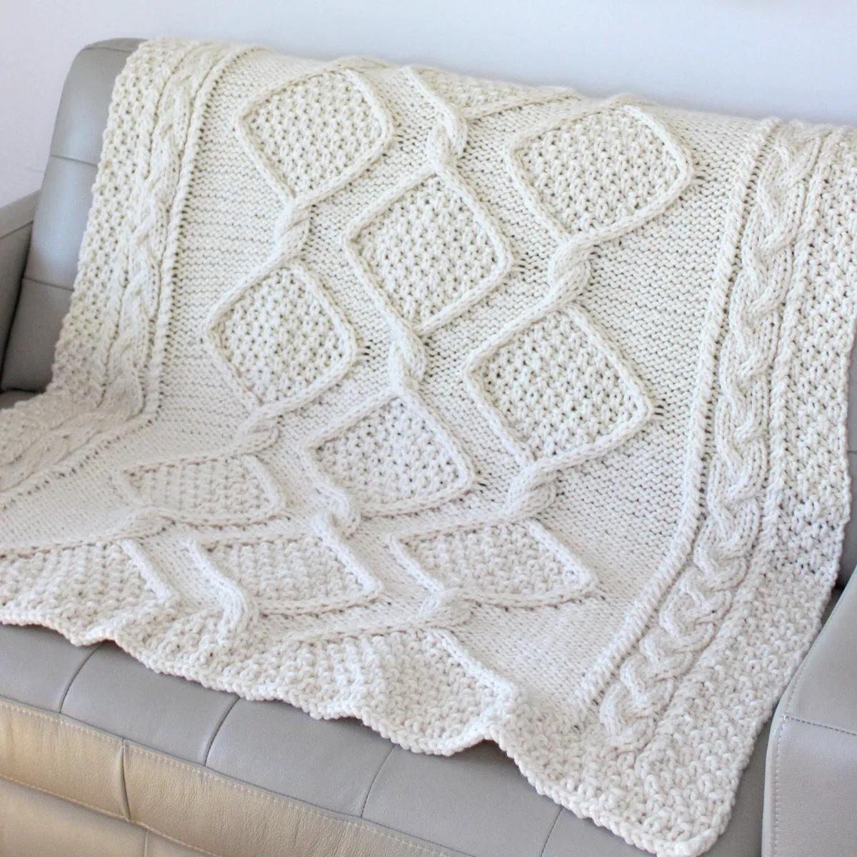 Diamond Heights Cable Blanket: Knitting Pattern (PDF Download)