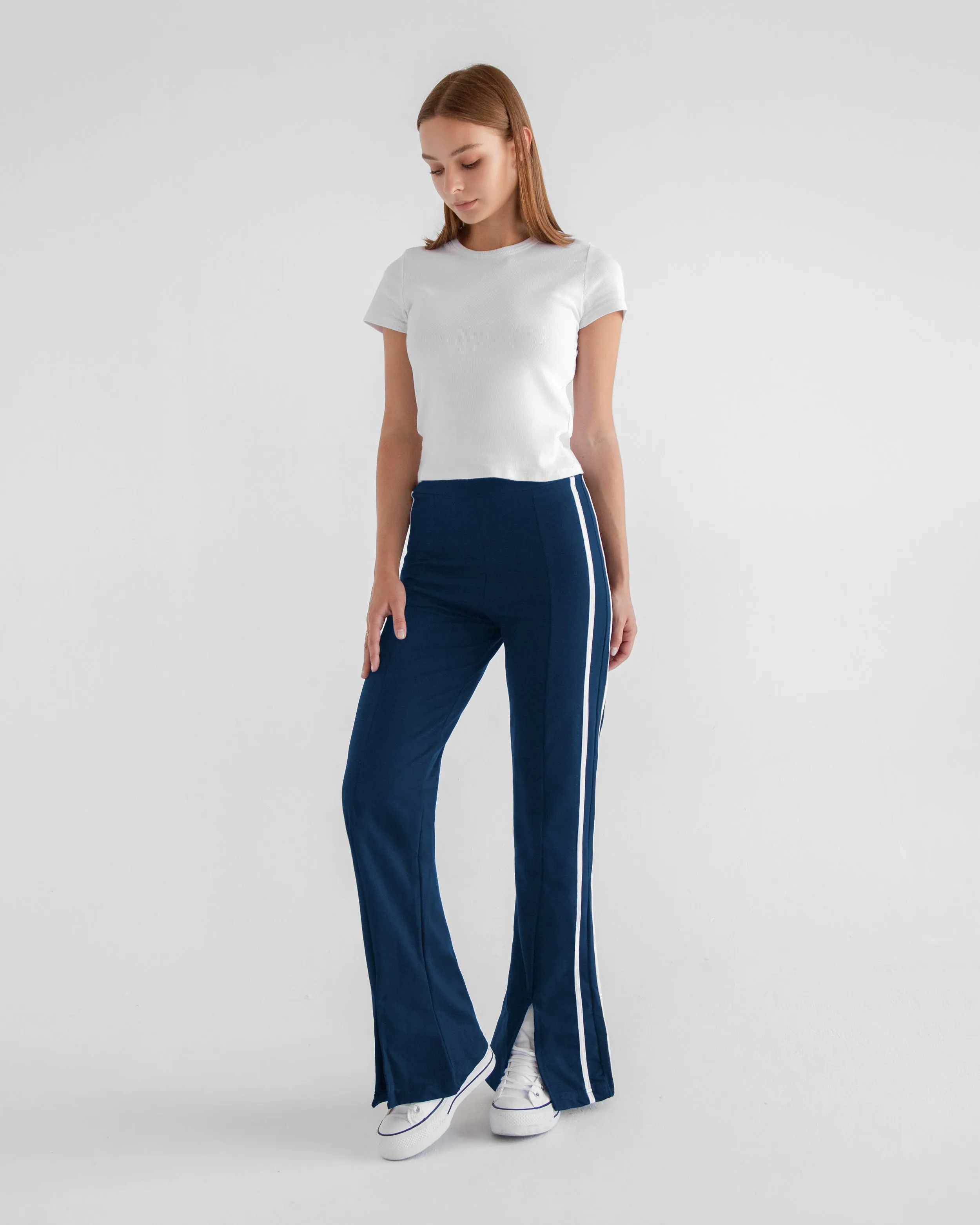 Double Striped Front Hem Sweatpants