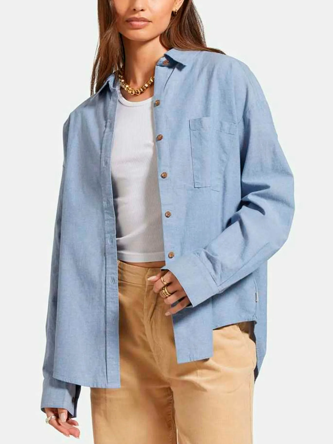 East Side Boxy Long Sleeve Button Down
