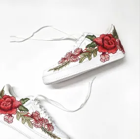 Embroidery Rose Red Custom Nike Air Force 1