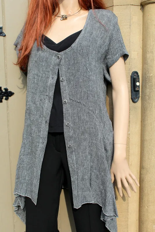 EVA TRALALA Womens Linen Crepe Button-through Tunic LAGUNE (was £99)