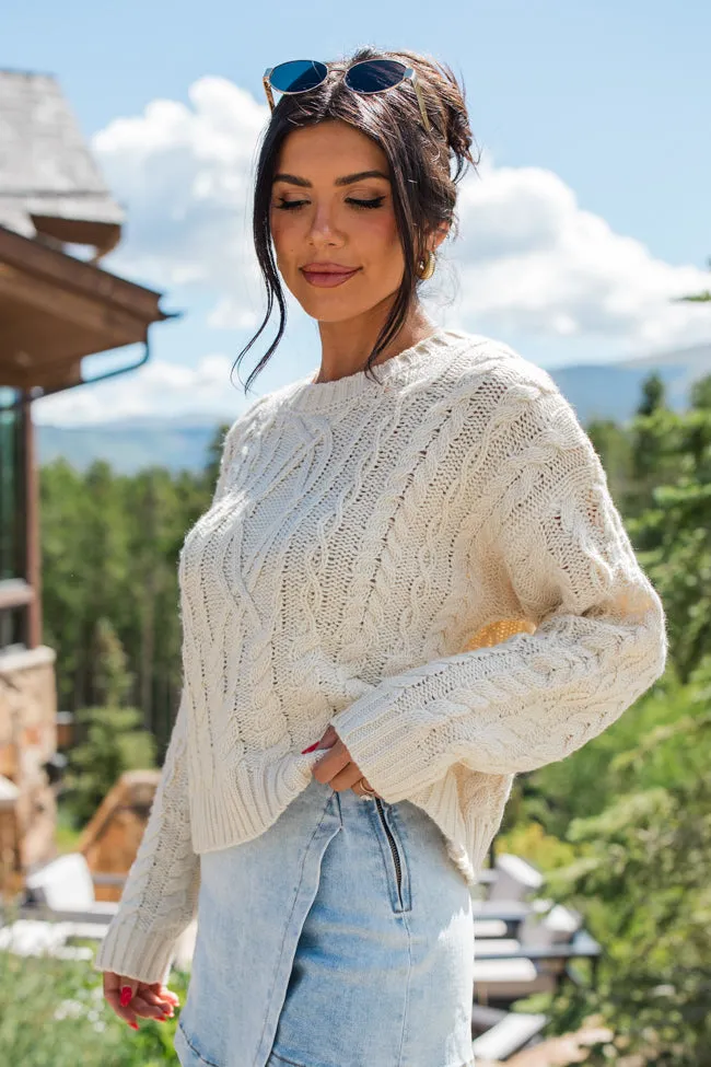 Fall Sentiments Cream Cable Knit Crew Neck Sweater SALE