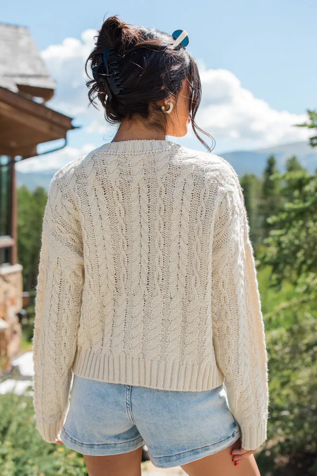 Fall Sentiments Cream Cable Knit Crew Neck Sweater SALE