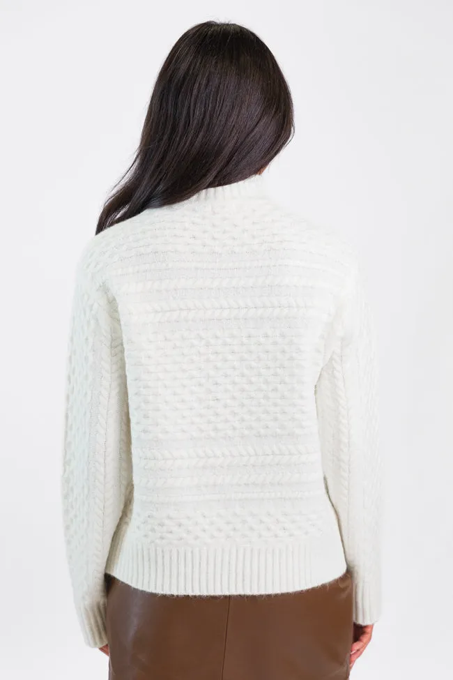 Fireside Moment Ivory Cable Knit Mock Neck Sweater SALE