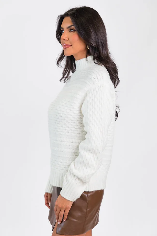 Fireside Moment Ivory Cable Knit Mock Neck Sweater SALE
