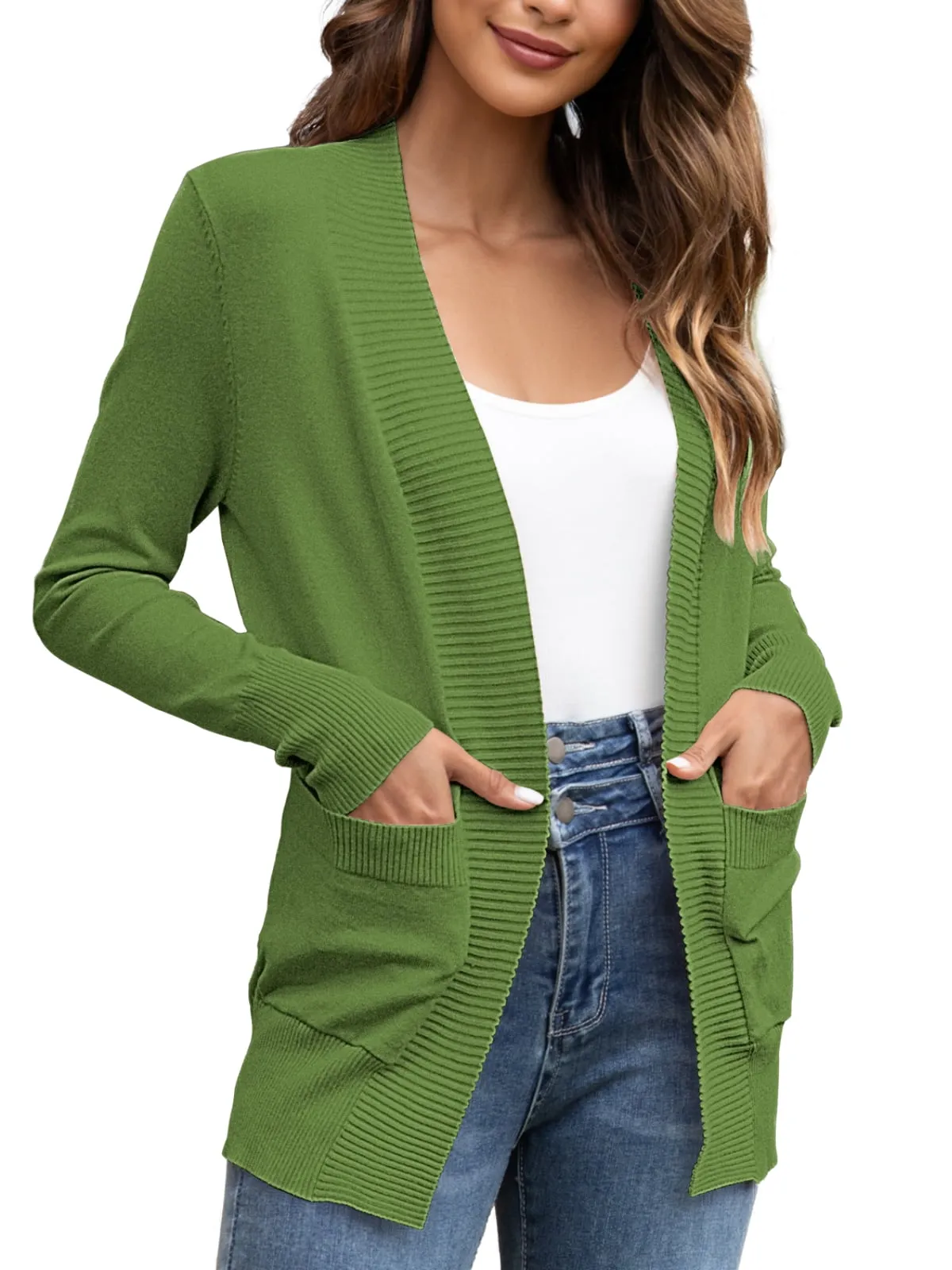 FOLUNSI Women's Cardigan Casual Lightweight Knit Cardigan Sweaters of Female s-2x