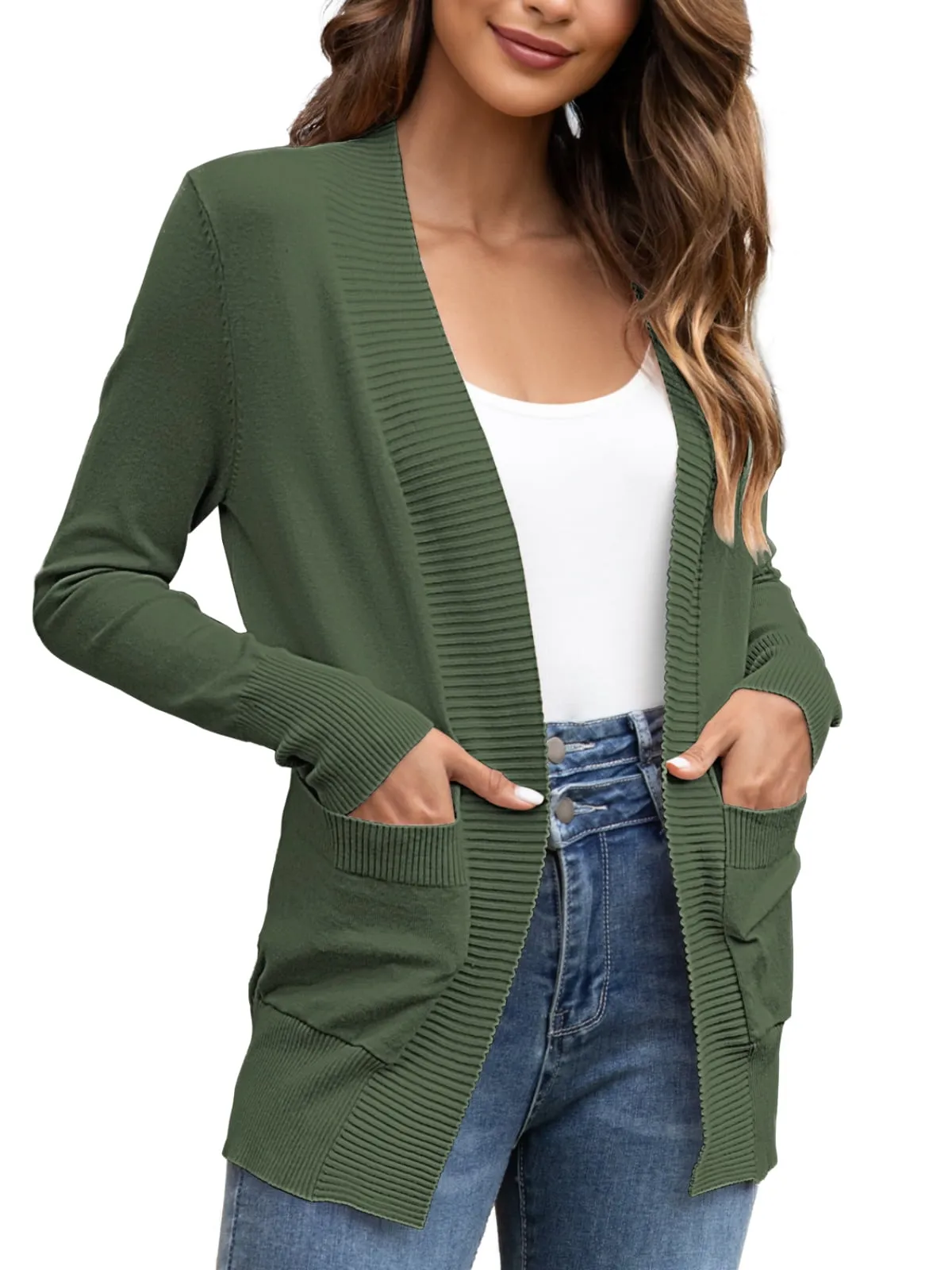FOLUNSI Women's Cardigan Casual Lightweight Knit Cardigan Sweaters of Female s-2x