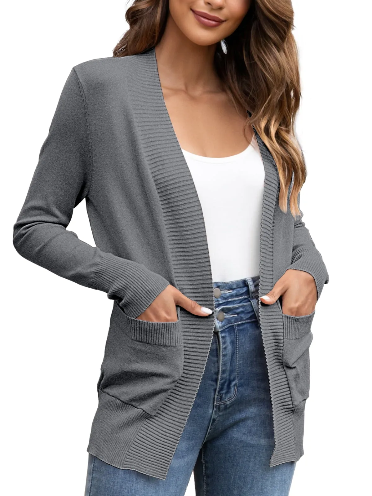 FOLUNSI Women's Cardigan Casual Lightweight Knit Cardigan Sweaters of Female s-2x