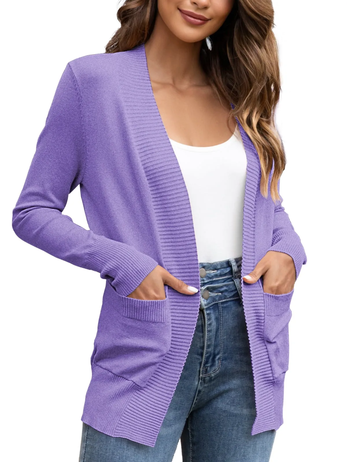 FOLUNSI Women's Cardigan Casual Lightweight Knit Cardigan Sweaters of Female s-2x