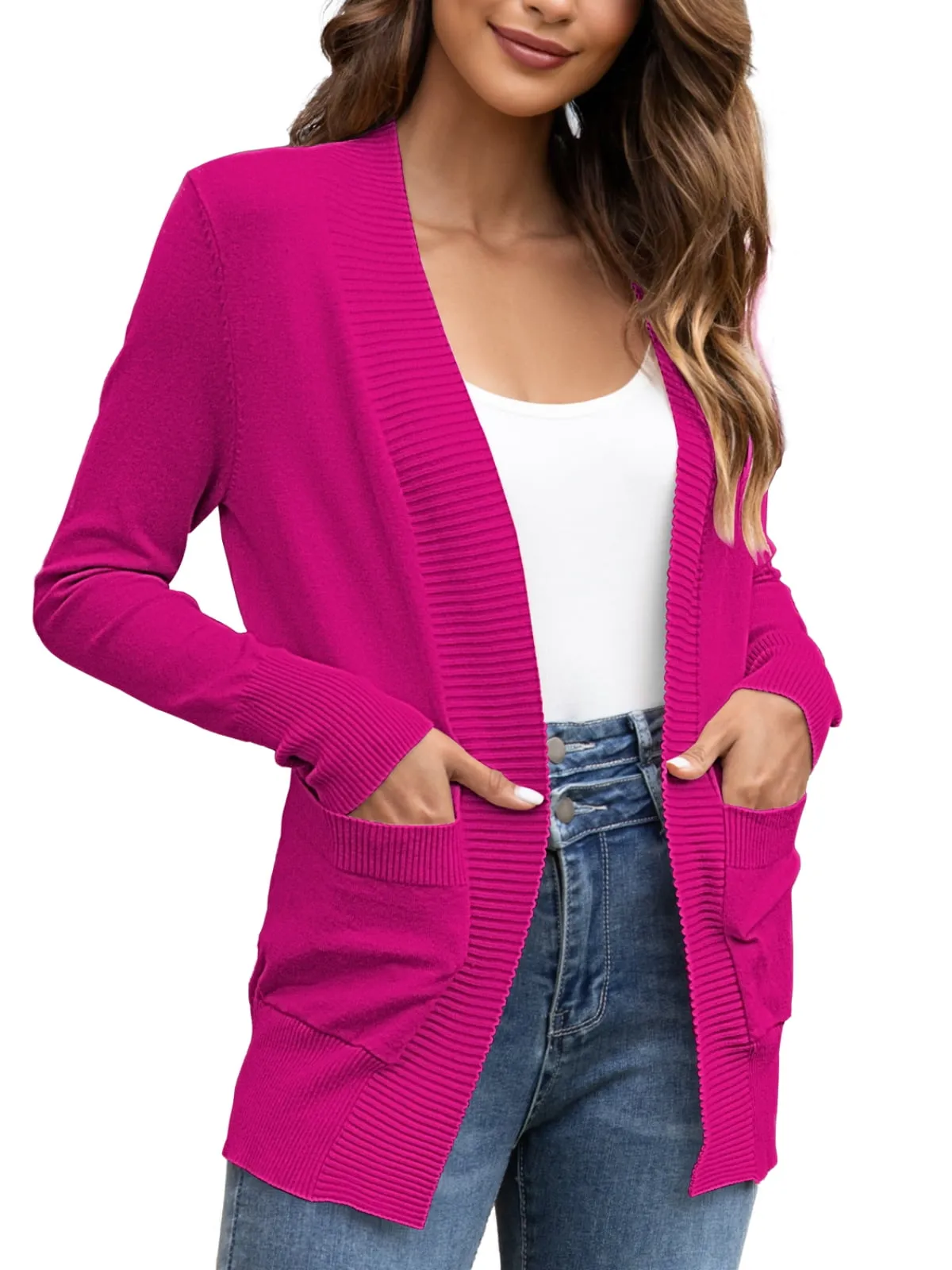 FOLUNSI Women's Cardigan Casual Lightweight Knit Cardigan Sweaters of Female s-2x