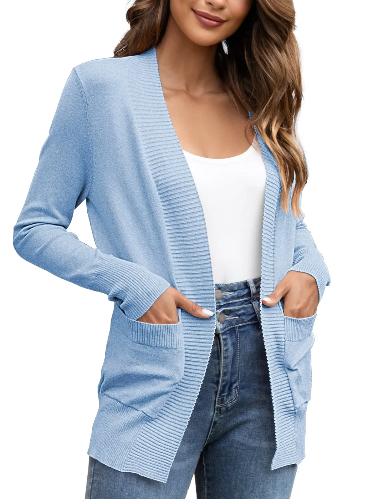 FOLUNSI Women's Cardigan Casual Lightweight Knit Cardigan Sweaters of Female s-2x