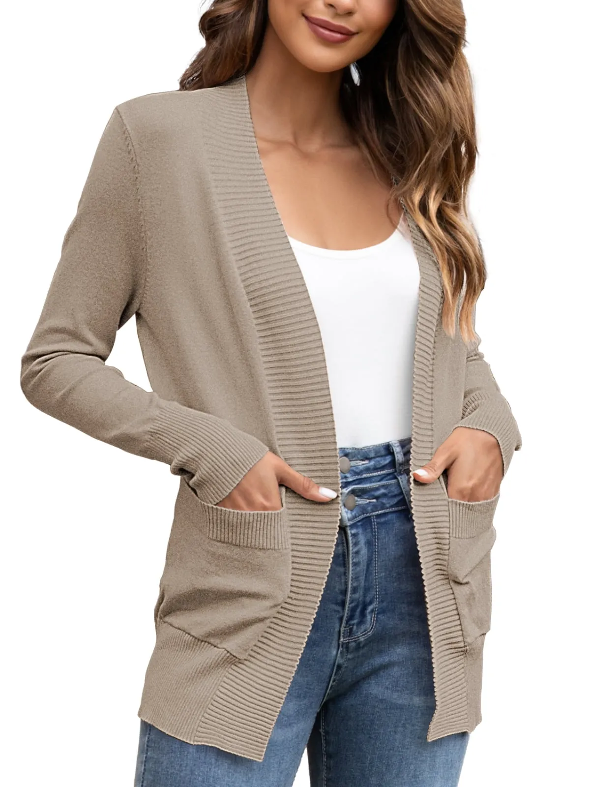 FOLUNSI Women's Cardigan Casual Lightweight Knit Cardigan Sweaters of Female s-2x