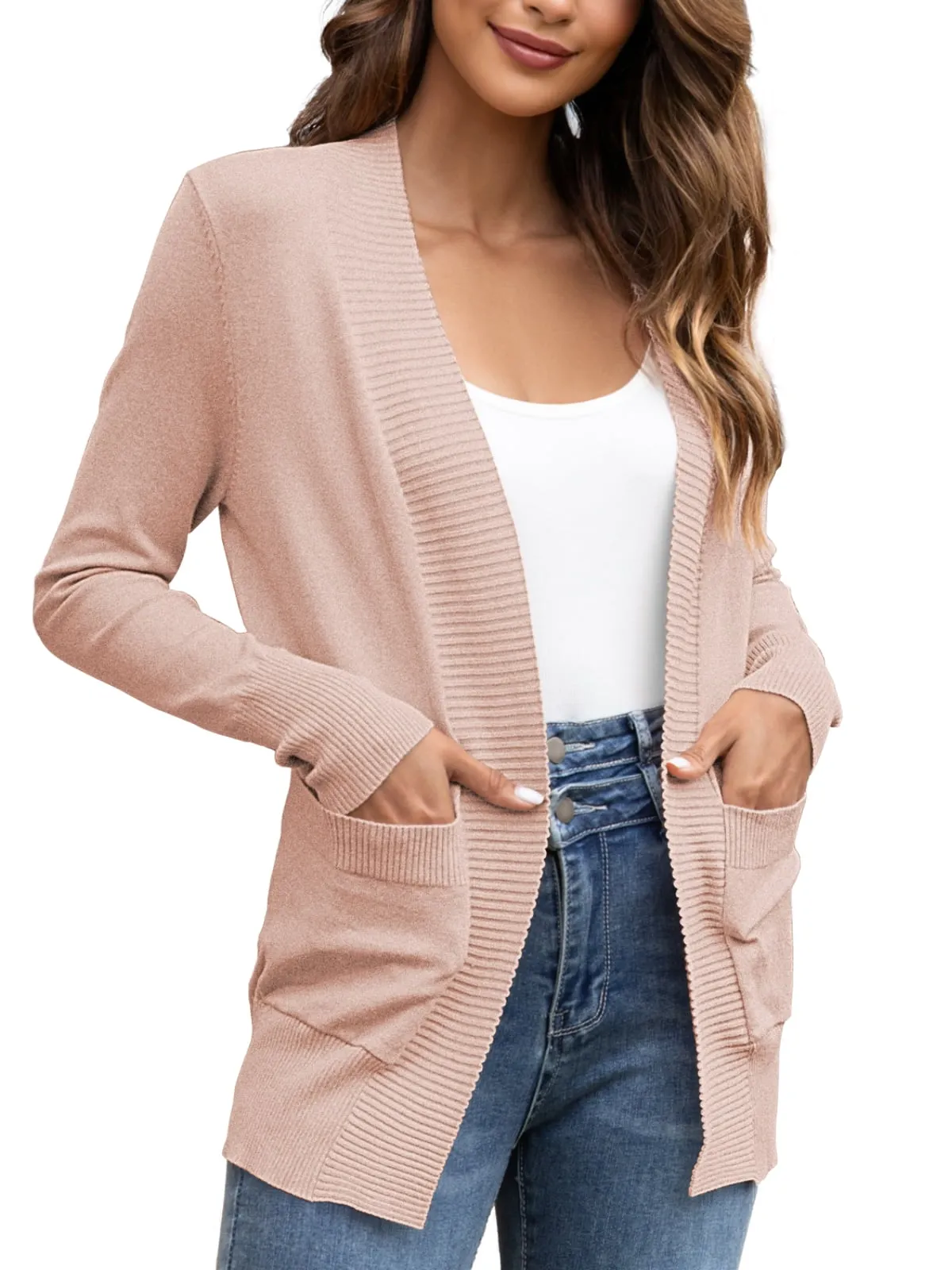 FOLUNSI Women's Cardigan Casual Lightweight Knit Cardigan Sweaters of Female s-2x