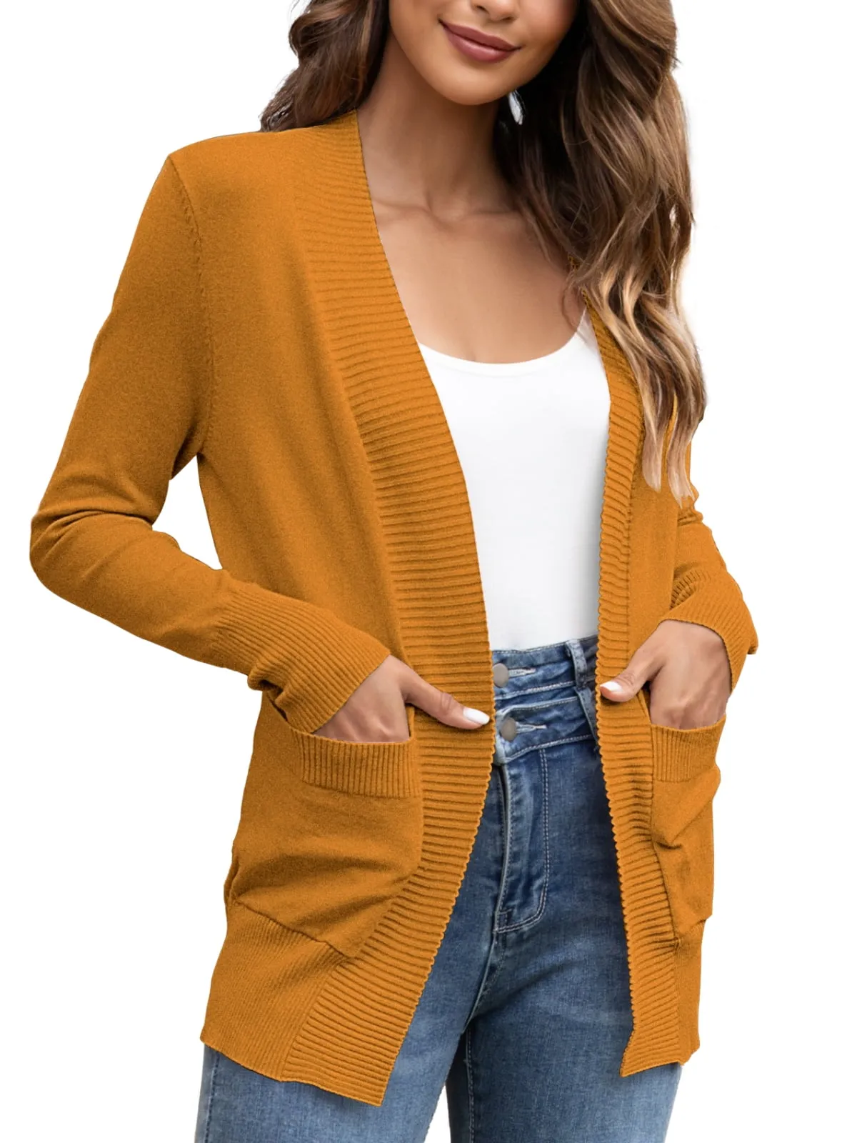 FOLUNSI Women's Cardigan Casual Lightweight Knit Cardigan Sweaters of Female s-2x