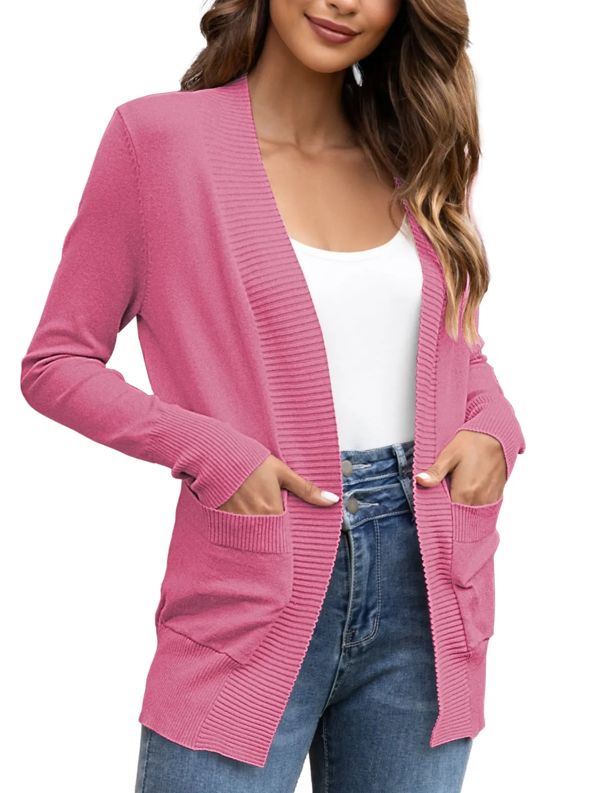 FOLUNSI Women's Cardigan Casual Lightweight Knit Cardigan Sweaters of Female s-2x