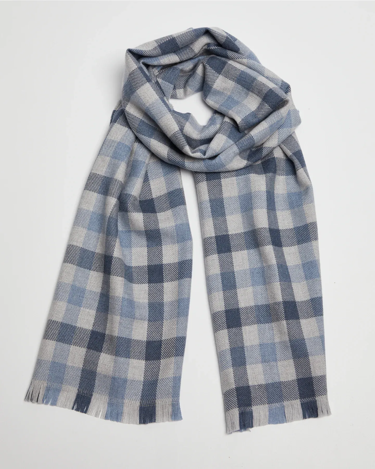 Foxford Denim Check Merino Wool Scarf