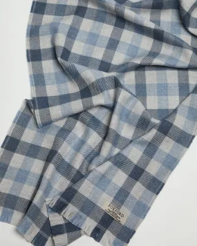 Foxford Denim Check Merino Wool Scarf