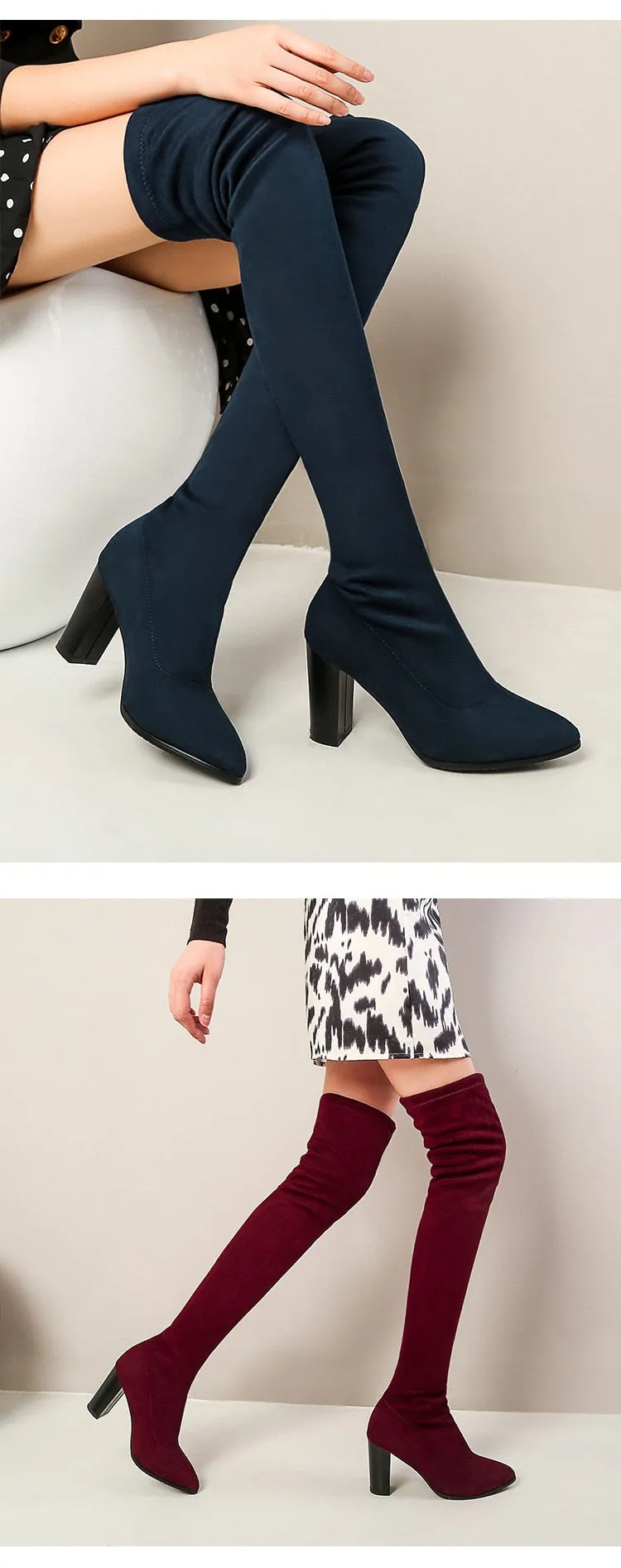 Funki Buys | Boots | Women's Over Knee High Block Heel Boots