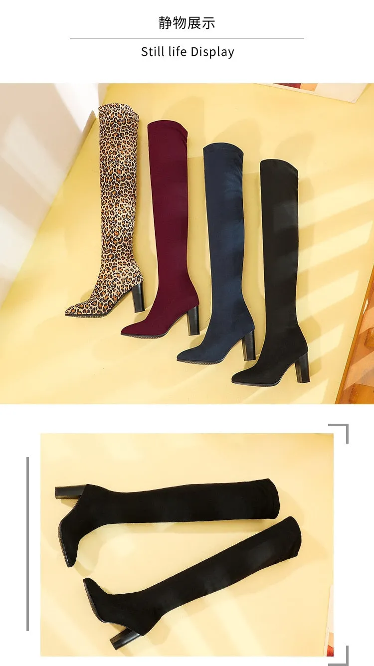Funki Buys | Boots | Women's Over Knee High Block Heel Boots
