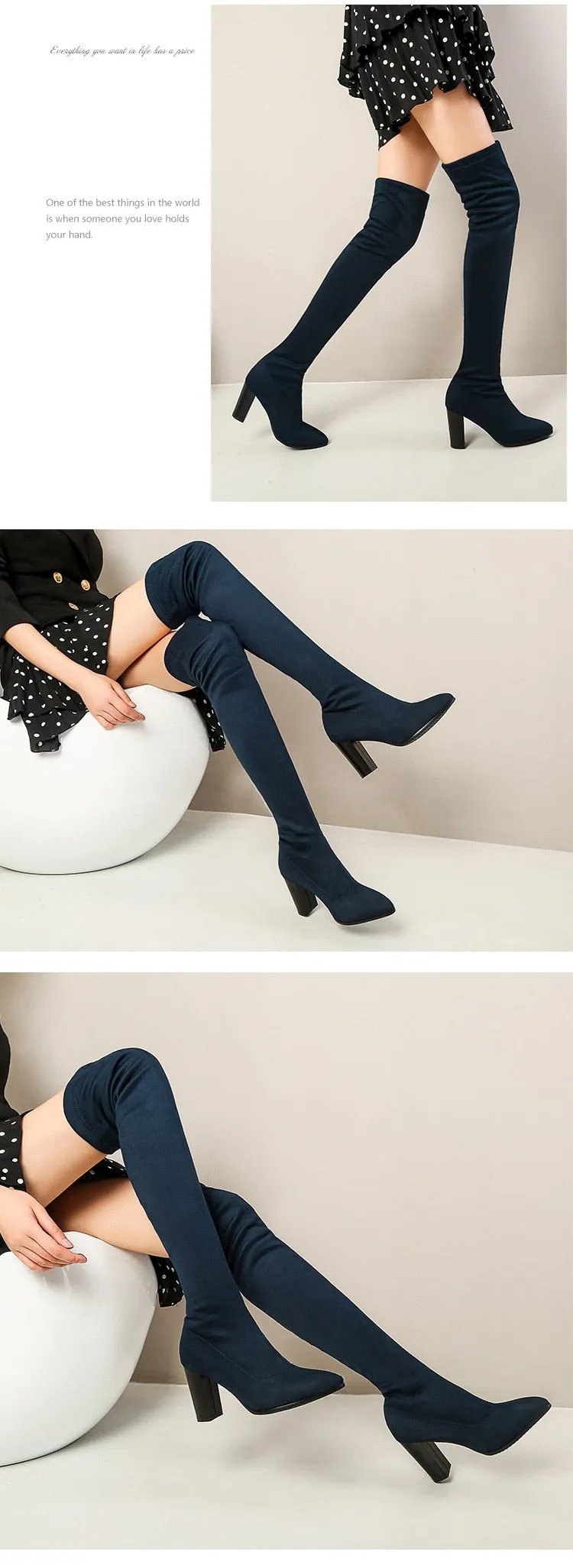 Funki Buys | Boots | Women's Over Knee High Block Heel Boots