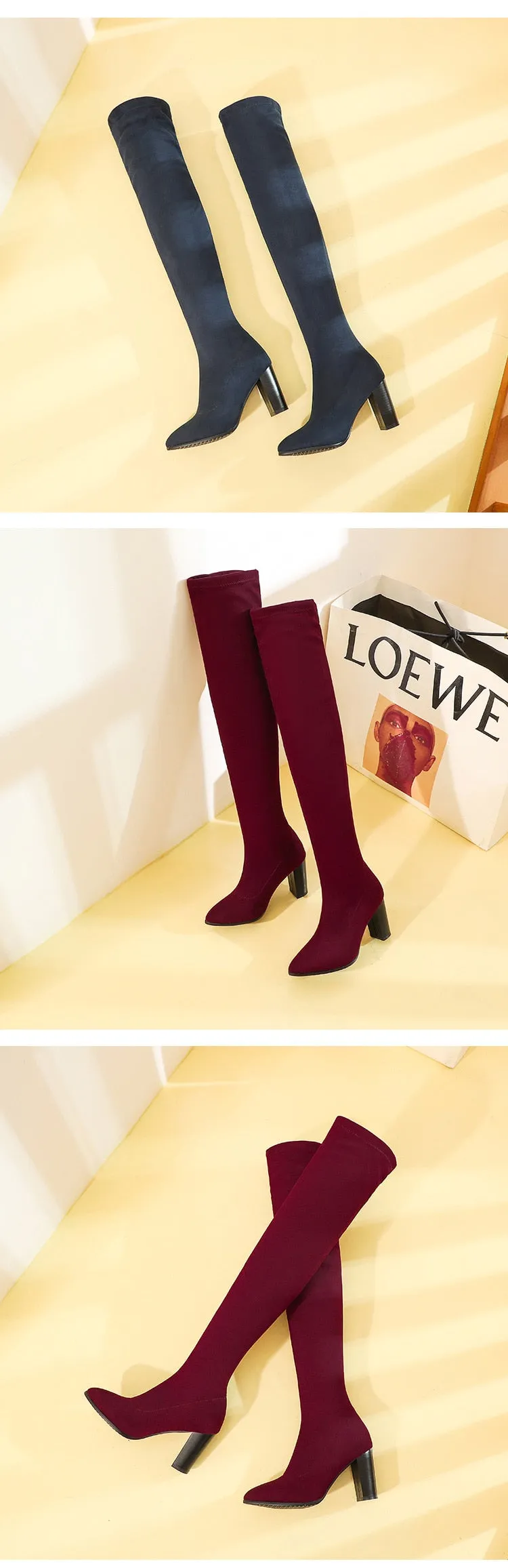 Funki Buys | Boots | Women's Over Knee High Block Heel Boots