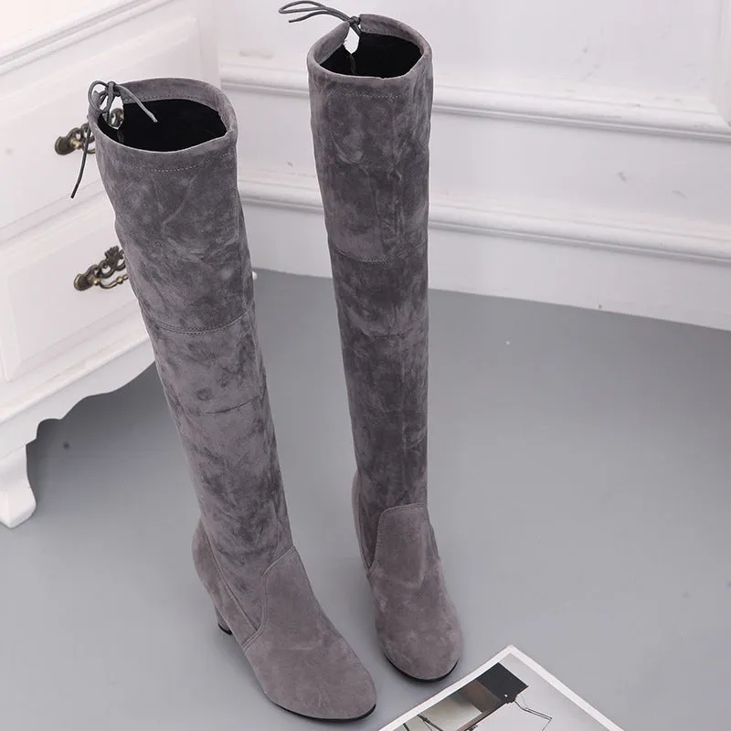 Funki Buys | Boots | Women's Slim Over Knee High Suede Boots