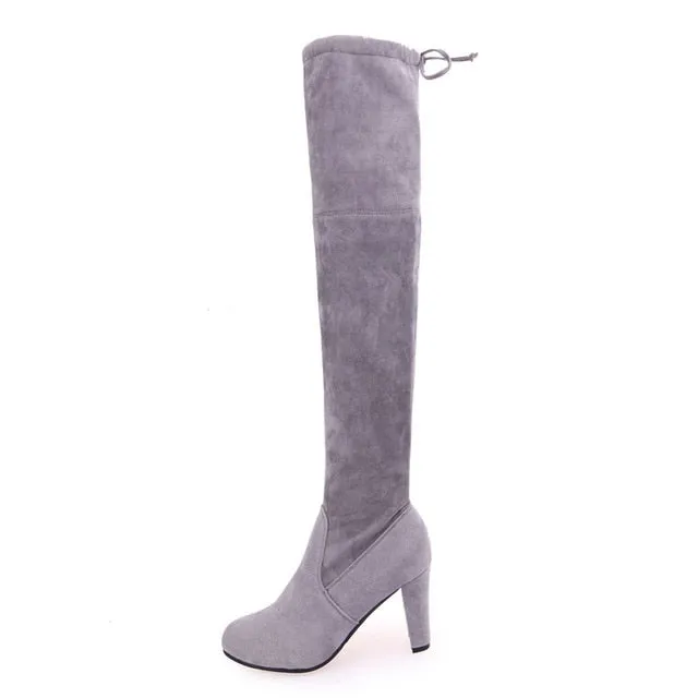 Funki Buys | Boots | Women's Slim Over Knee High Suede Boots