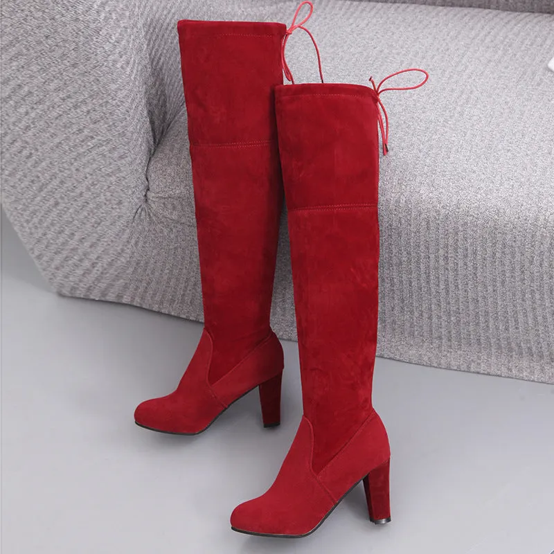 Funki Buys | Boots | Women's Slim Over Knee High Suede Boots
