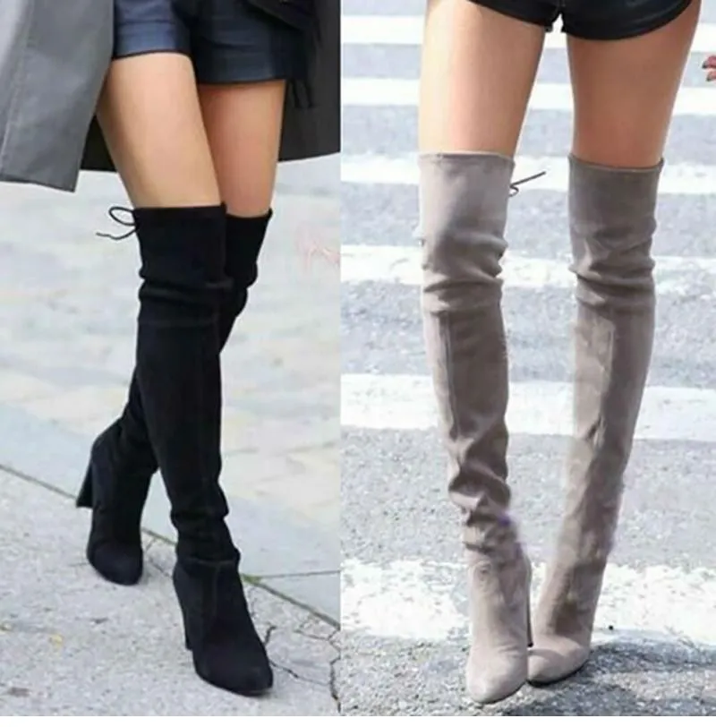 Funki Buys | Boots | Women's Slim Over Knee High Suede Boots