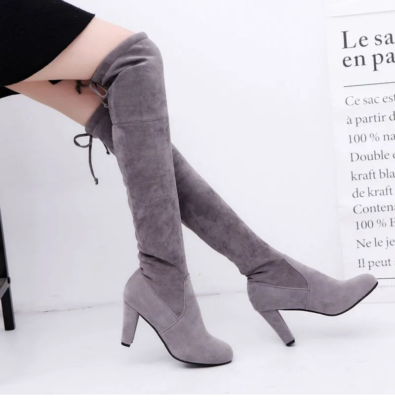 Funki Buys | Boots | Women's Slim Over Knee High Suede Boots