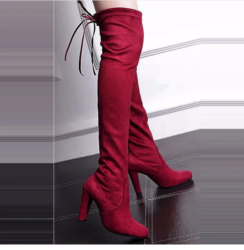 Funki Buys | Boots | Women's Slim Over Knee High Suede Boots